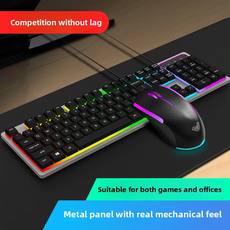 Esports Gaming Cafe - Conjunto de Teclado e Mouse Iluminados