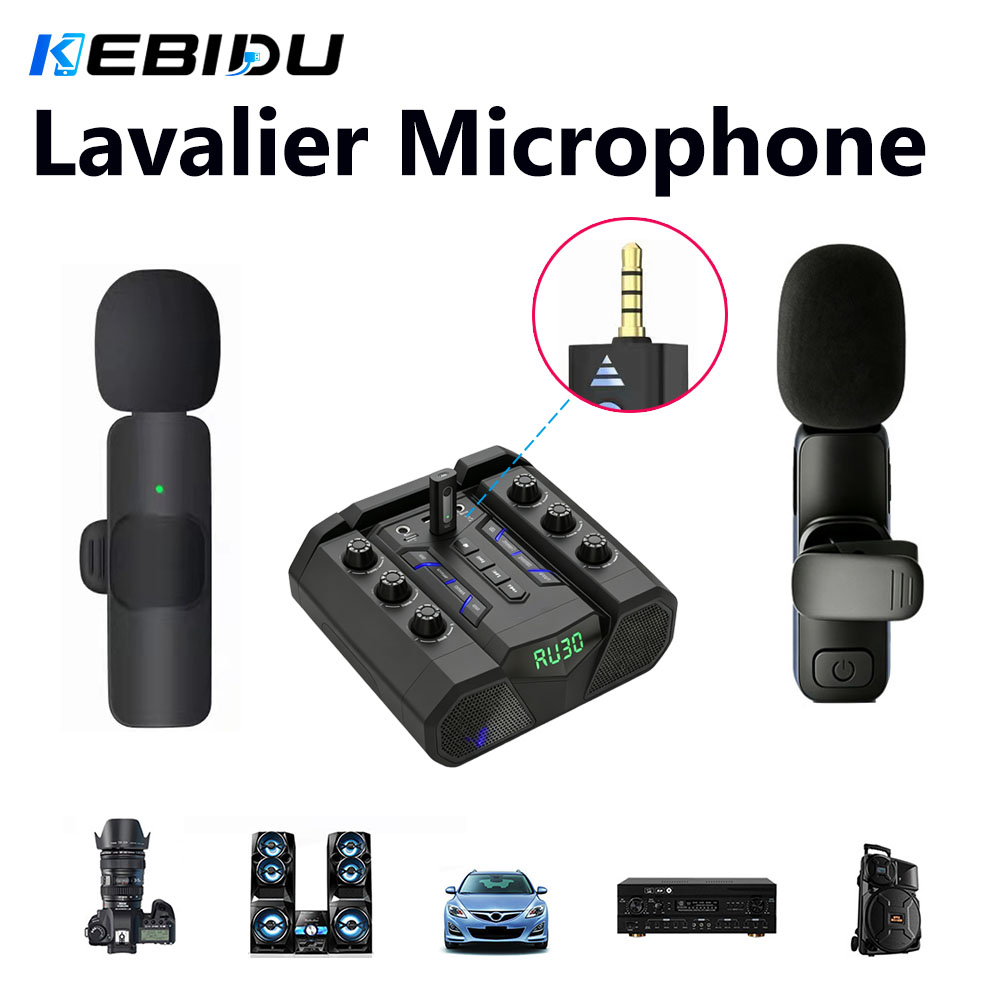 Streaming Mic Condenser - Microfone Lavalier Sem Fio KEBIDU 3.5mm
