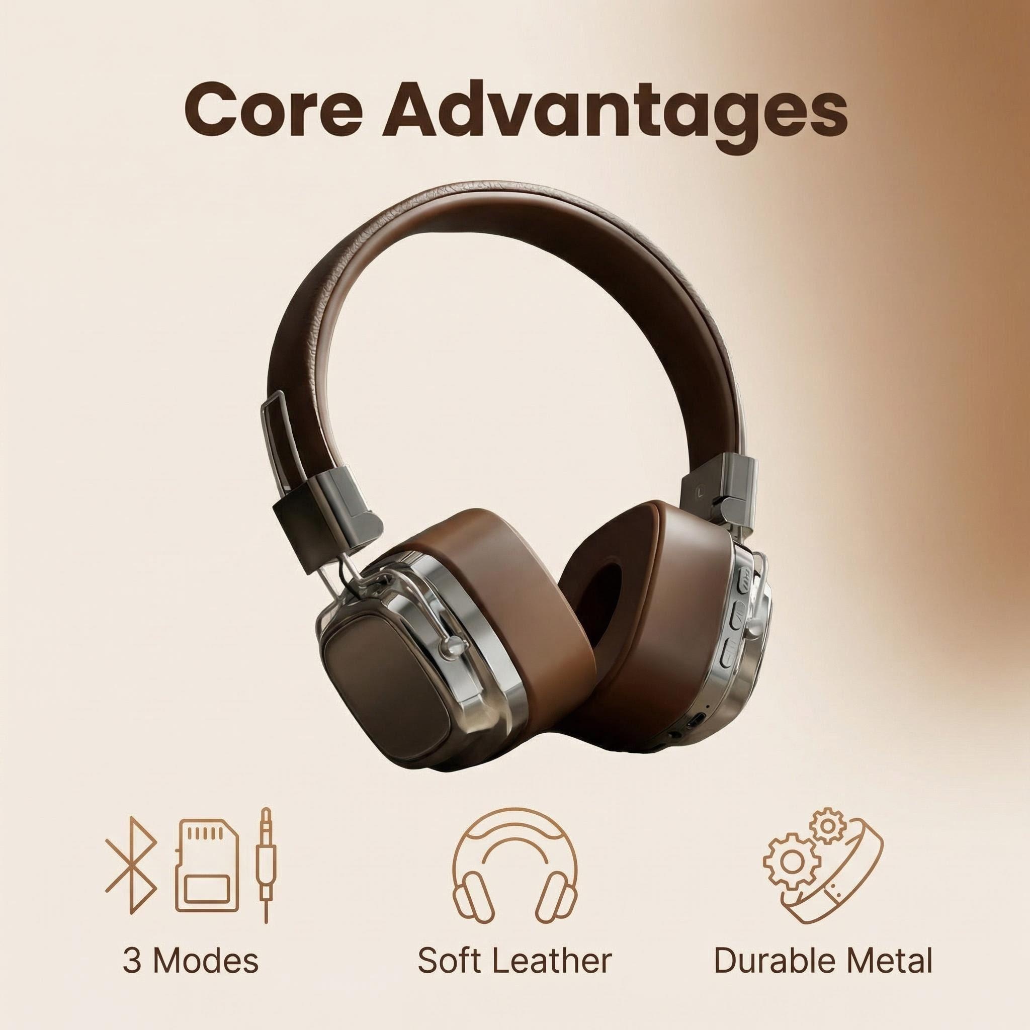 Sound Dampening Foam - Fones de Ouvido Retro de Couro