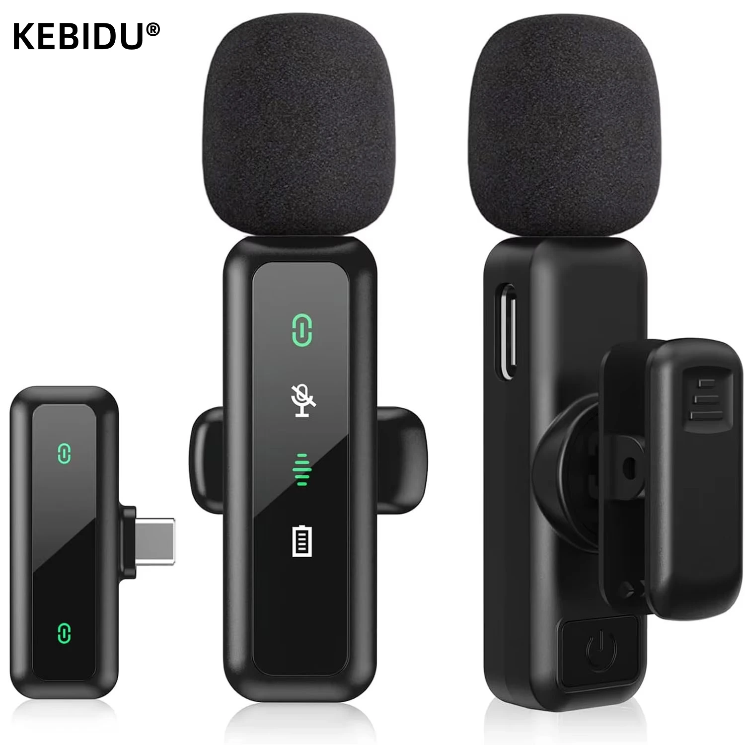Streaming Mic Condenser - Microfone sem fio de lapela 80mAh