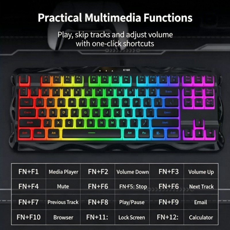 Teclado Gamer K168 com 87 Tecl - Esports Gaming Competition avaliação e preço