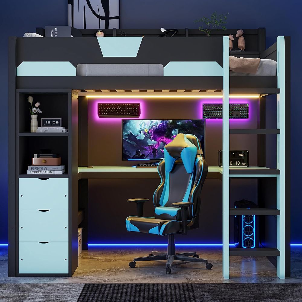 Cama alta para jogos em tamanh - Esports Gaming Bed avaliação e preço